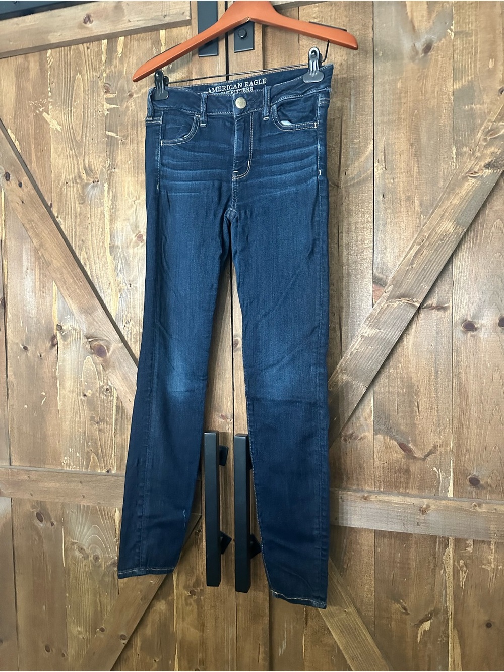 American Eagle Outfitters Women's Dark Blue Straight-Leg Jeans